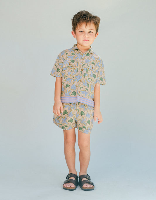 GINGERSNAPS - Pablo Linen Blend Palms & Bananas Printed Drawstrin