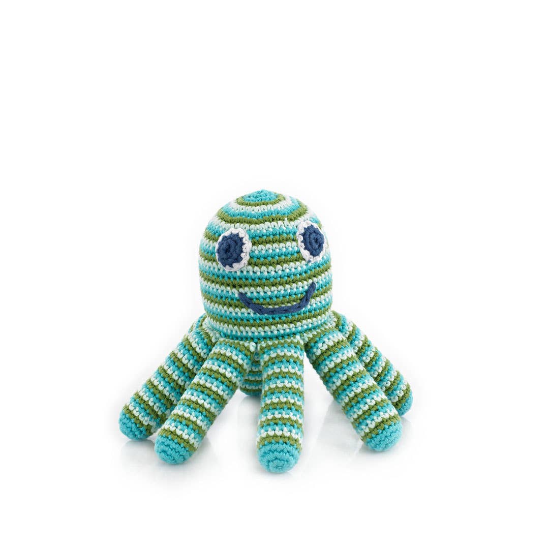Plush Ocean Toy - Green Octopus Rattle