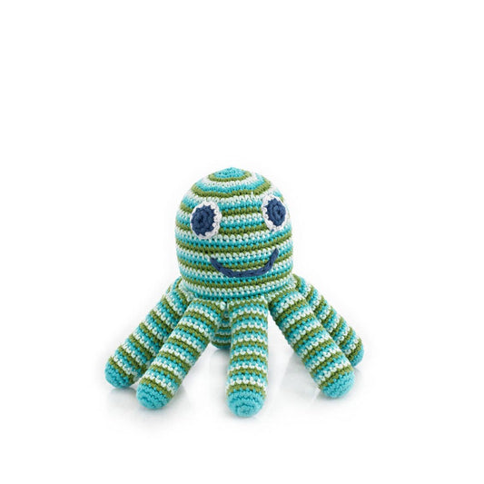 Plush Ocean Toy - Green Octopus Rattle