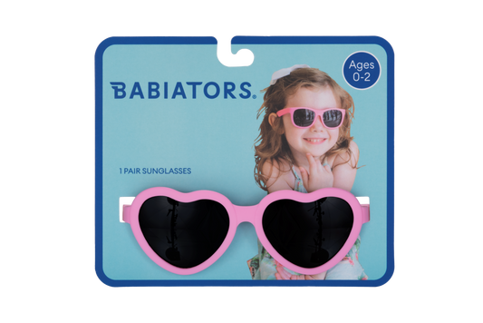 BABIATORS - Light Pink Heart  Kids Sunglasses on Peggable Hangtag