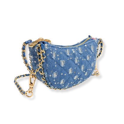 DOE A DEAR -  Denim Crescent Purse - Dark Blue
