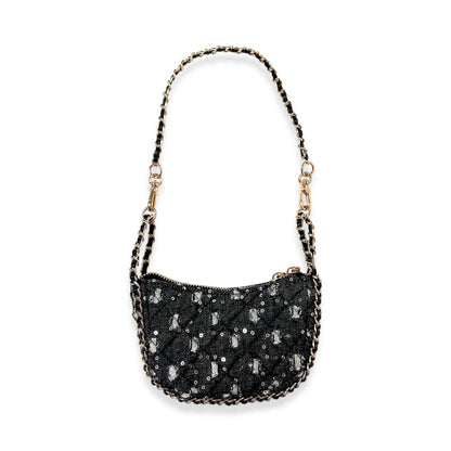 DOE A DEAR -  Denim Crescent Purse - Dark Blue