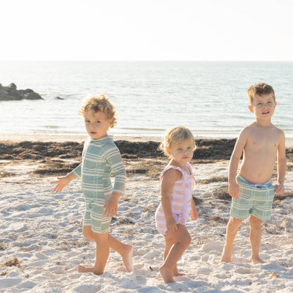 EMERSON & FRIENDS - Pink Gingham Ruffle Front One Piece Girls Swimsuit