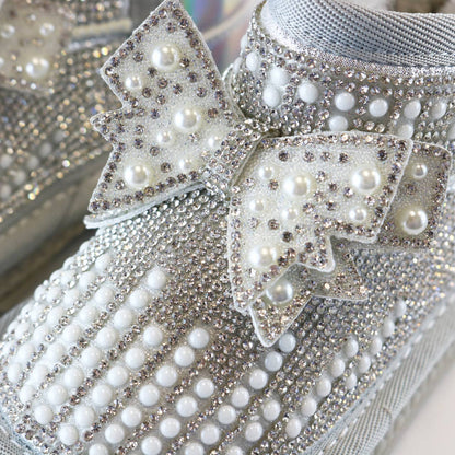 DOE A DEAR - Silver Handcraft Bowtie Rhinestone Boot