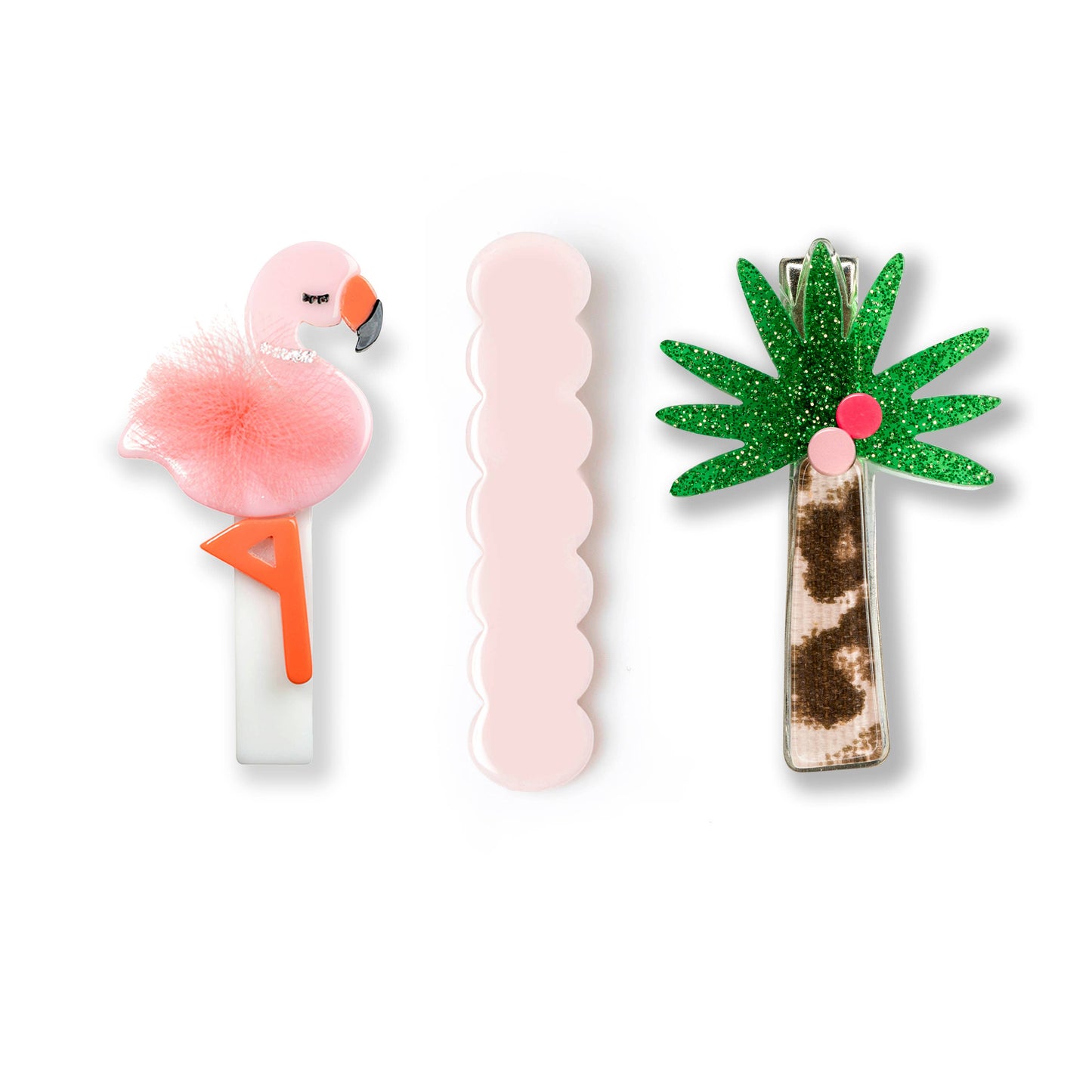 LILIES & ROSES - Tropical Trio Flamingo Alligator Clips