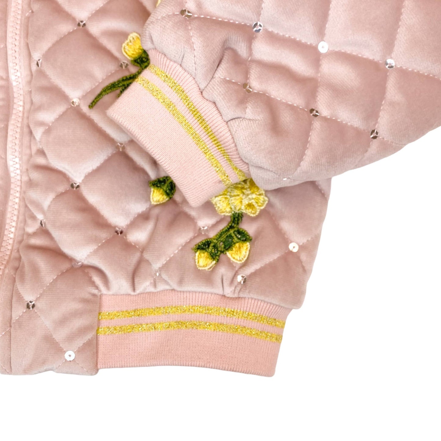 DOE A DEAR - Floral Embroidered Quilted Jacket