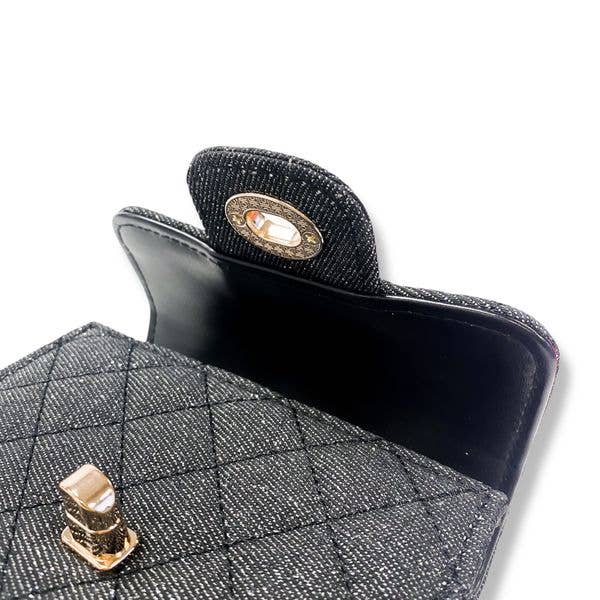 DOE A DEAR -  Sparkly Denim Quilted Purse