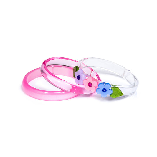 LILIES & ROSES - Flowers Pink Purple Blue Bangles