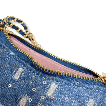 DOE A DEAR -  Denim Crescent Purse - Dark Blue
