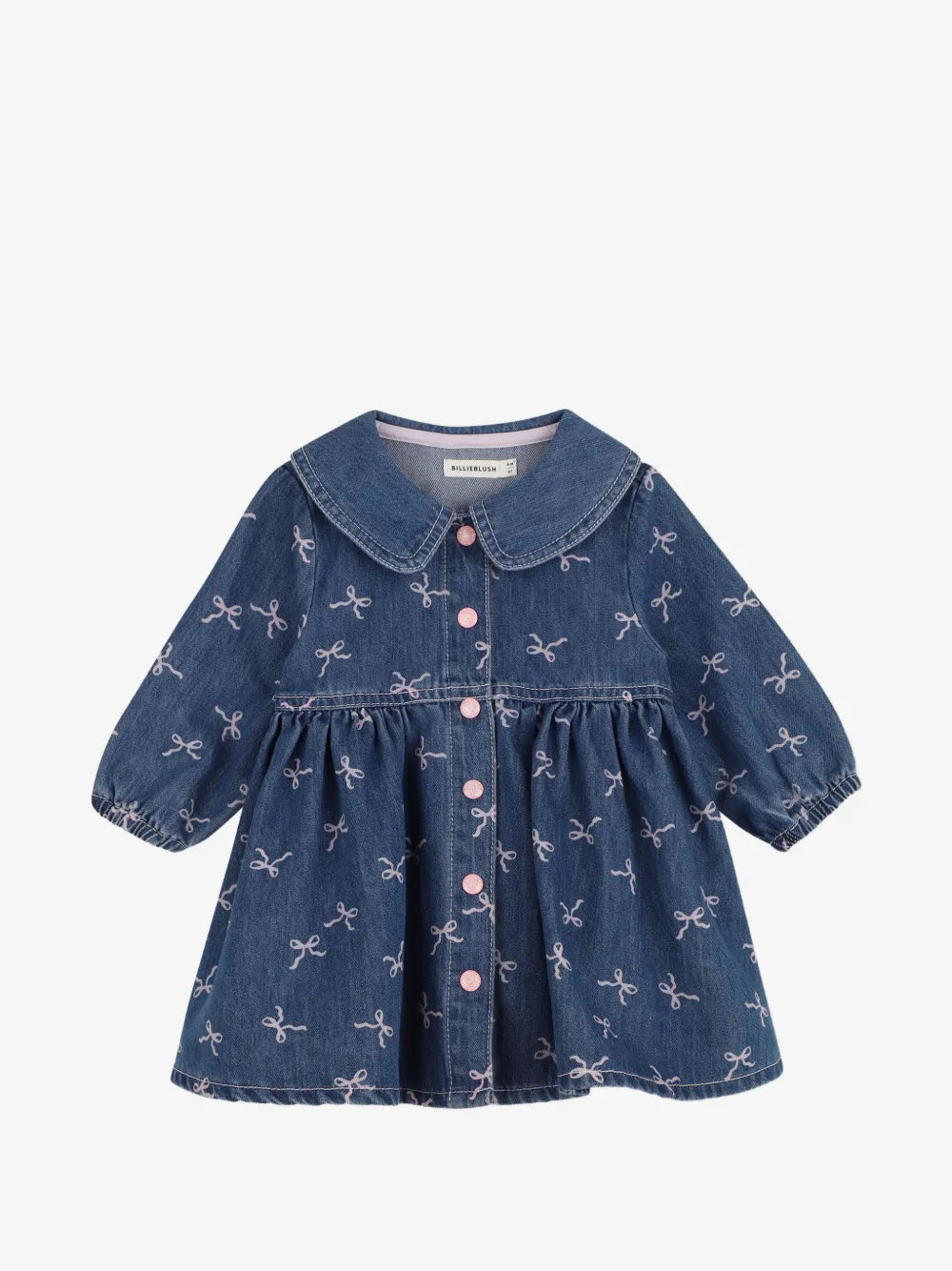 BILLIEBLUSH - Infant Denim Bow Print LS Dress