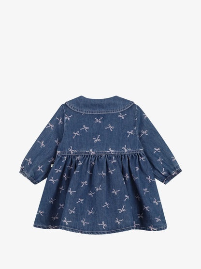 BILLIEBLUSH - Infant Denim Bow Print LS Dress