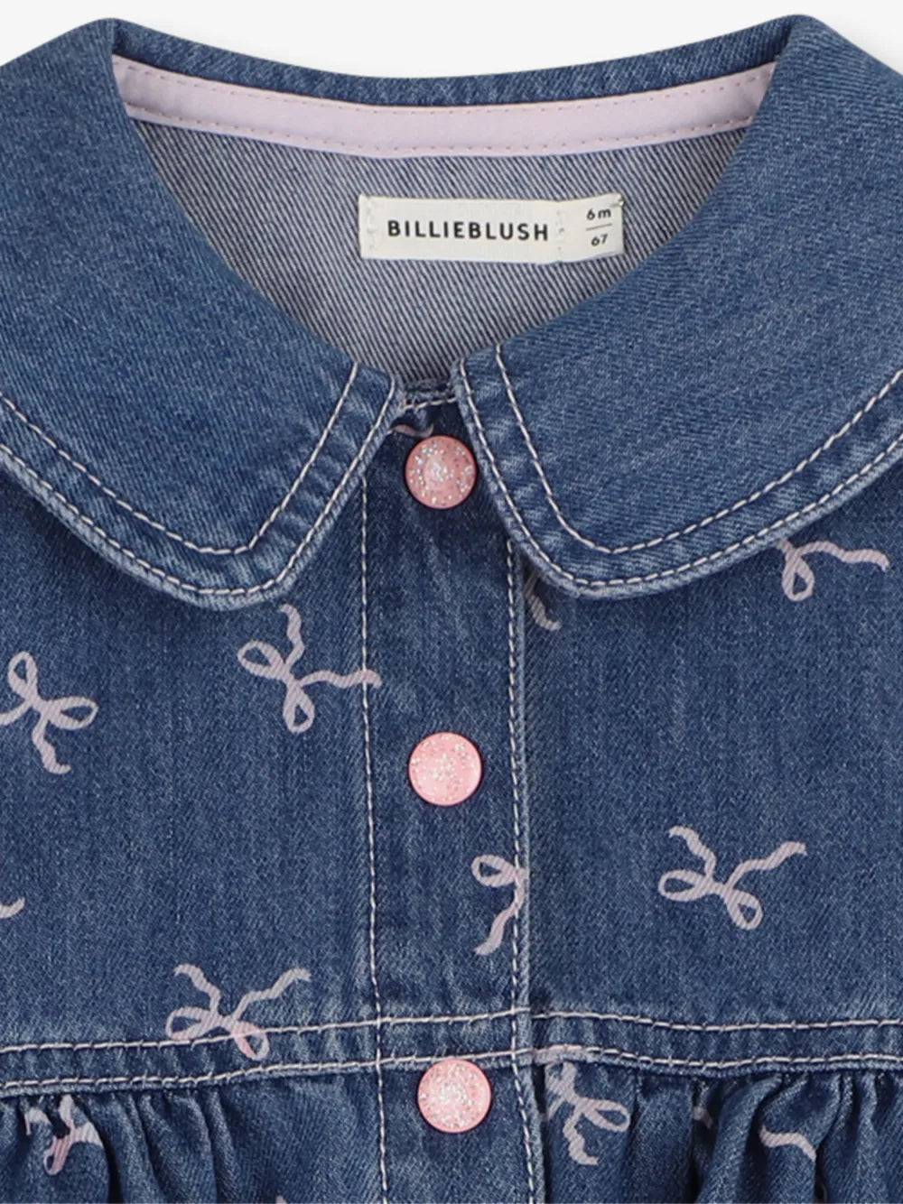 BILLIEBLUSH - Infant Denim Bow Print LS Dress