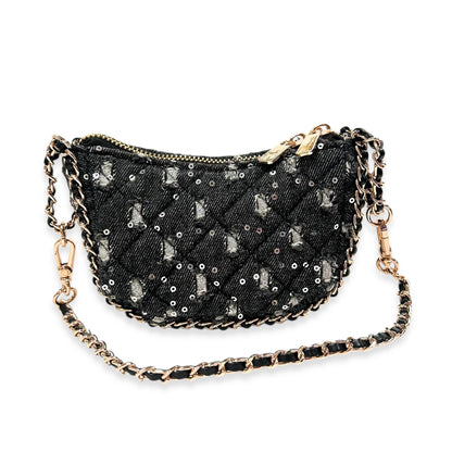 DOE A DEAR -  Denim Crescent Purse - Dark Blue
