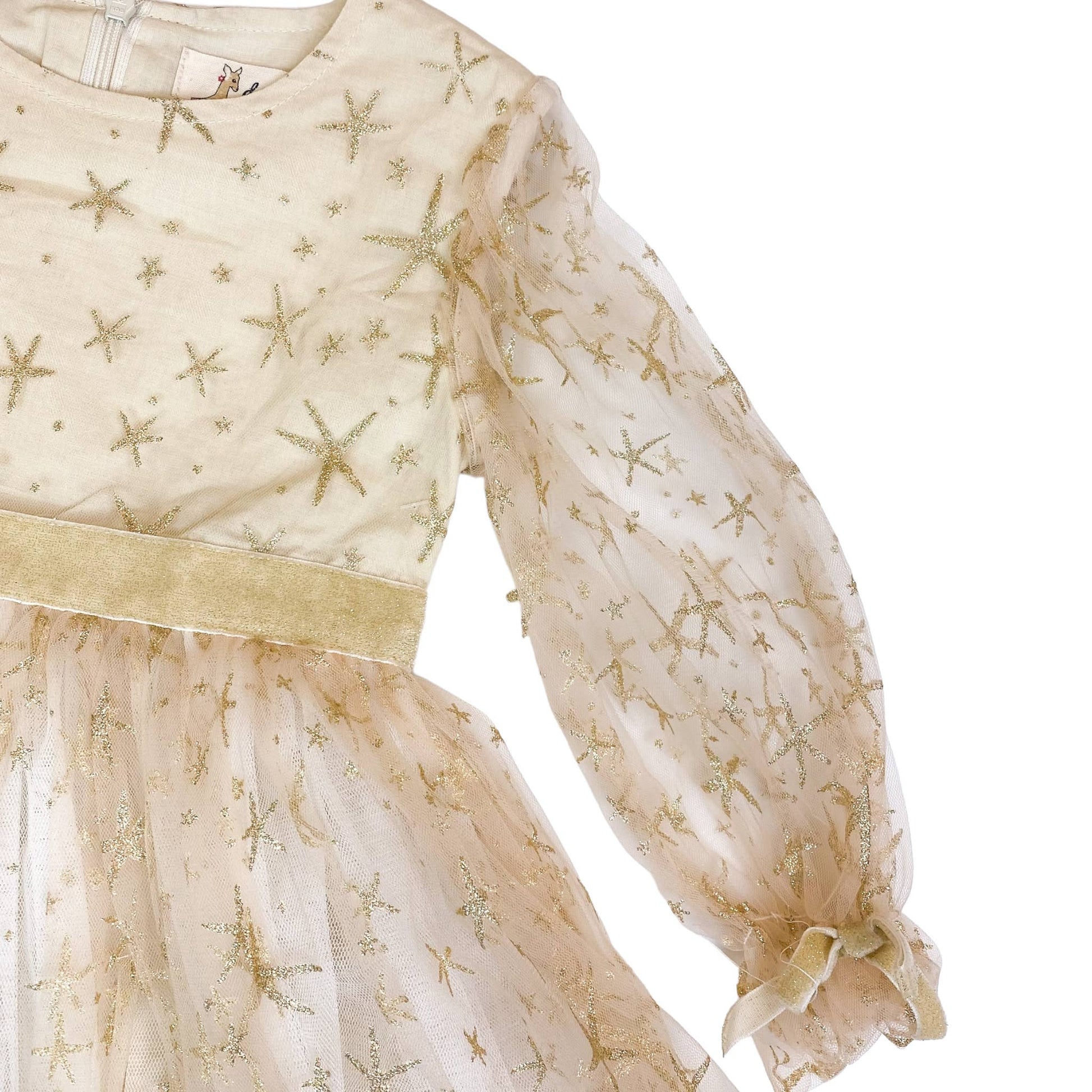 DOE A DEAR - Gold Glitter Star Mesh Dress Little Dreamers DOE A DEAR - Gold Glitter Star Mesh Dress Little Dreamers