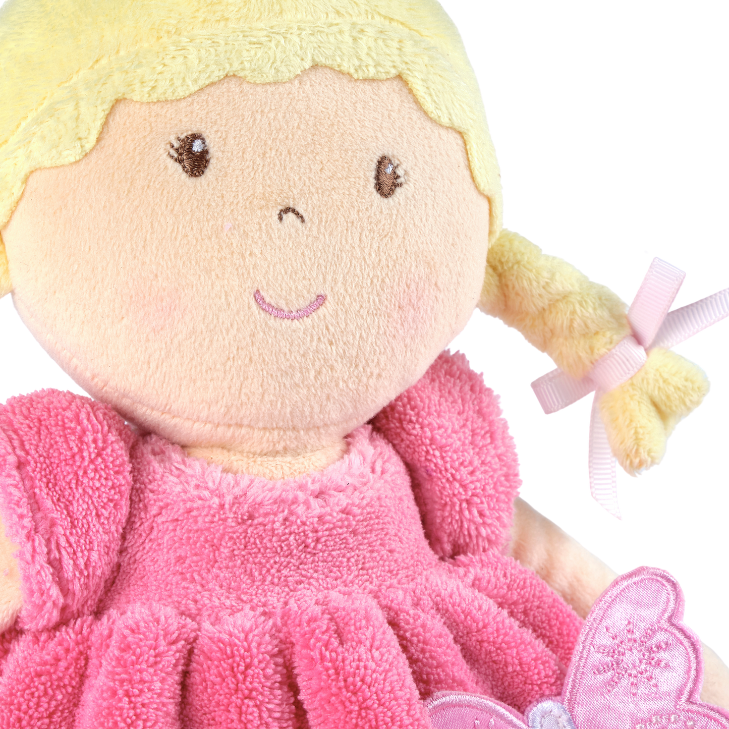 Ria Blonde Hair with Pink and White Dress