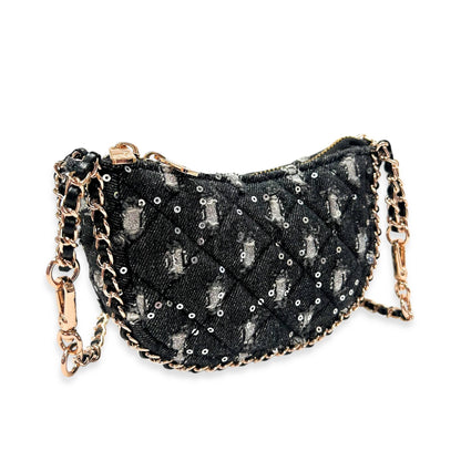 DOE A DEAR -  Denim Crescent Purse - Dark Blue