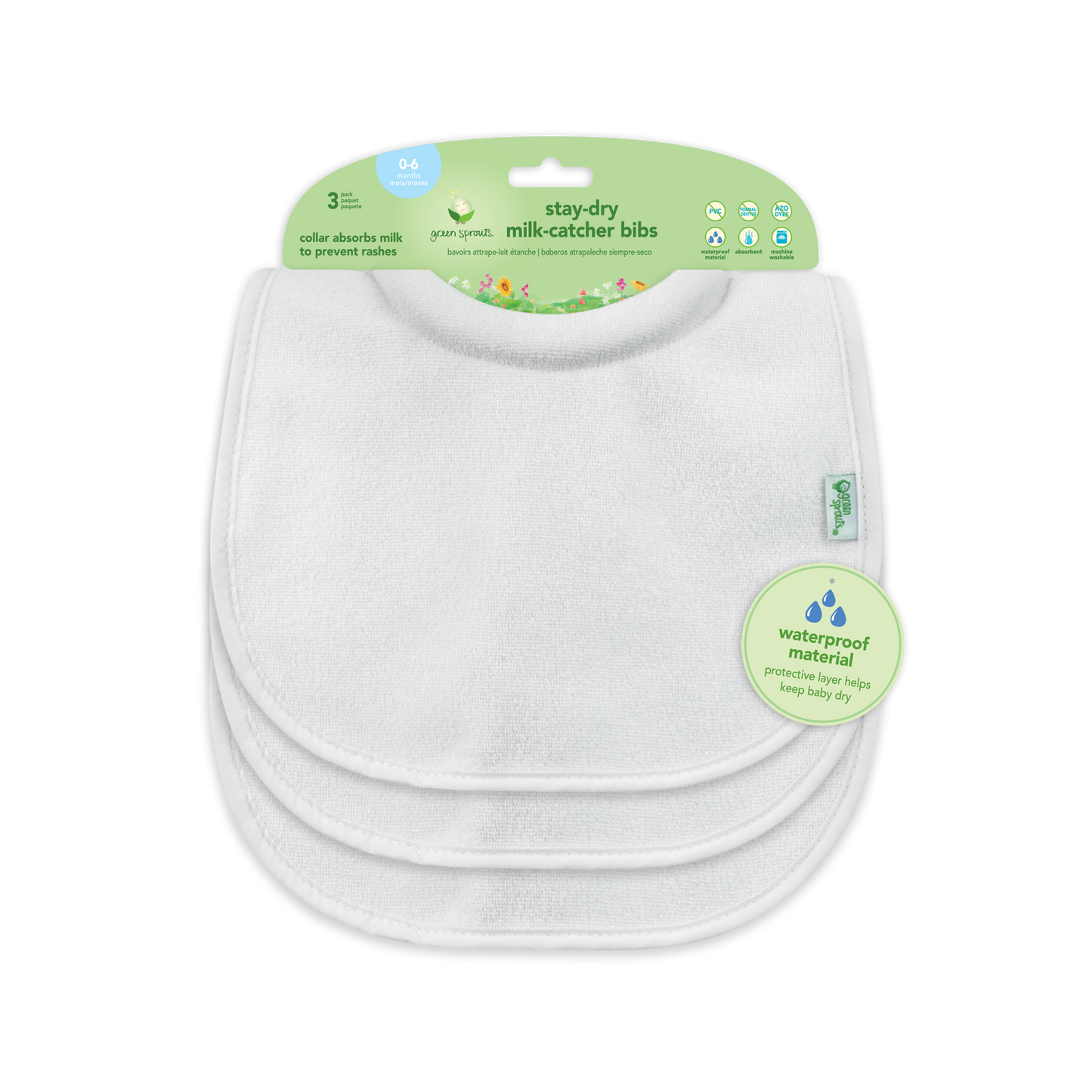 GREEN SPROUTS - Stay-dry Milk-Catcher Bibs - 3 pack