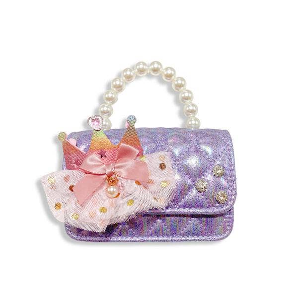 DOE A DEAR - Crown Applique Shiny Quilted Purse