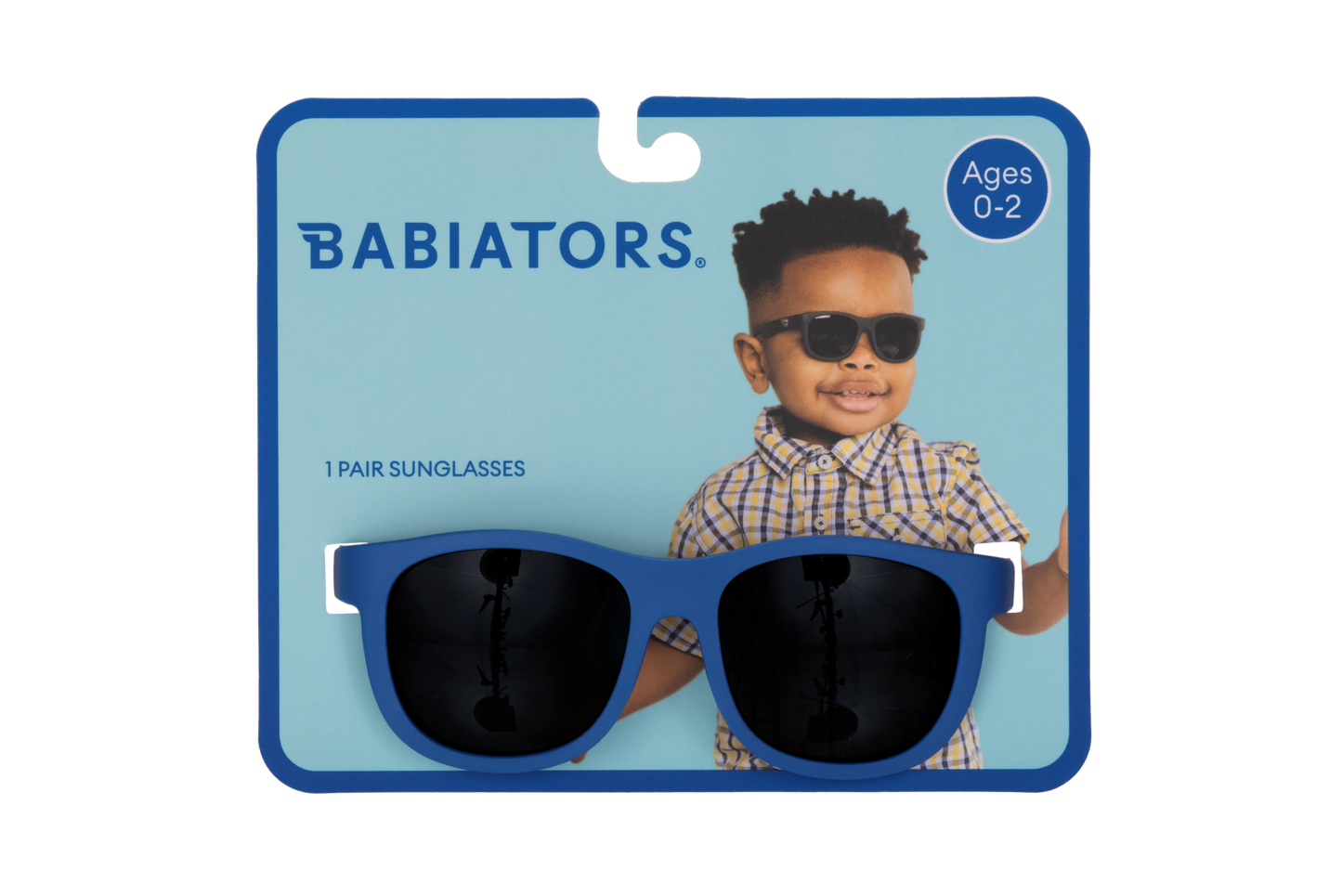 BABIATORS - Blue Wayfarer Kids Sunglasses on Peggable Hangtag