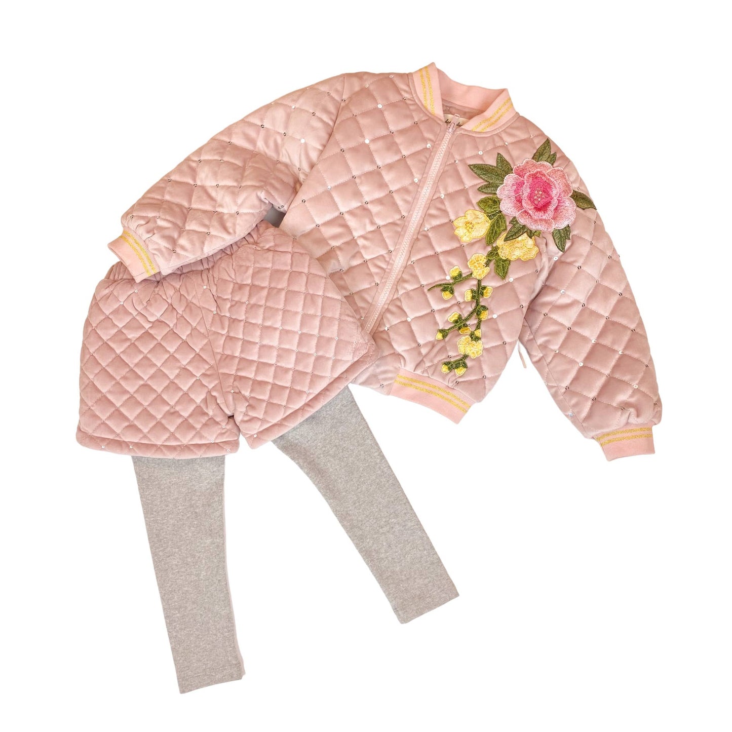 DOE A DEAR - Floral Embroidered Quilted Jacket