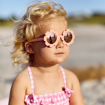 Peachy Keen Polarized Flower Sunglasses with Mirrored Lens
