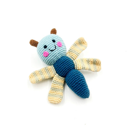 Handcrafted Dragonfly Baby Rattles - Organic Cotton Crochet