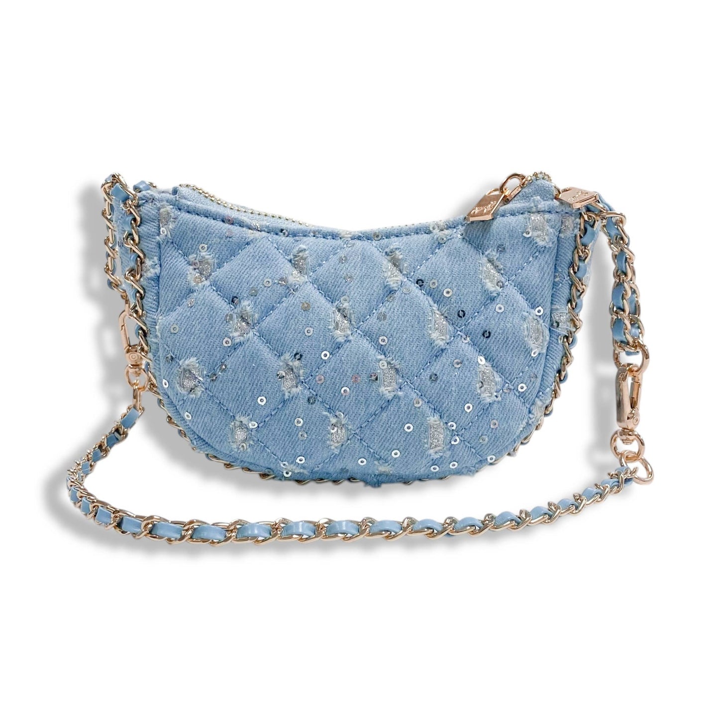 DOE A DEAR -  Denim Crescent Purse - Dark Blue