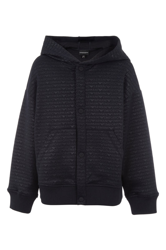 EMPORIO ARMANI - BOYS LOGO PRINT BUTTON UP HOODIE D1