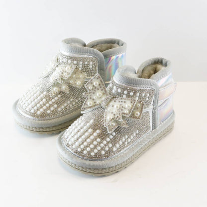 DOE A DEAR - Silver Handcraft Bowtie Rhinestone Boot