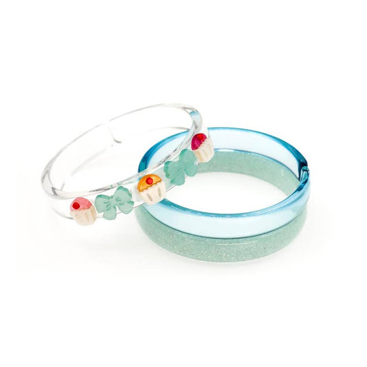 LILIES & ROSES - Cupcakes & Bows Glitter Blue Bangles Set