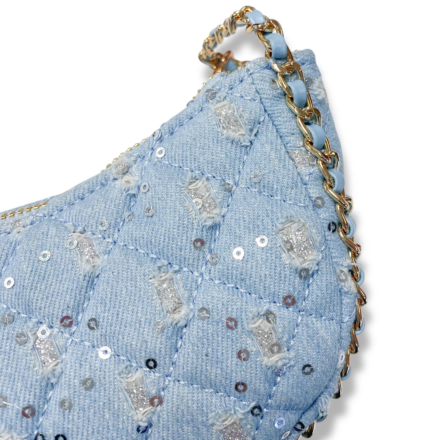DOE A DEAR -  Denim Crescent Purse - Dark Blue