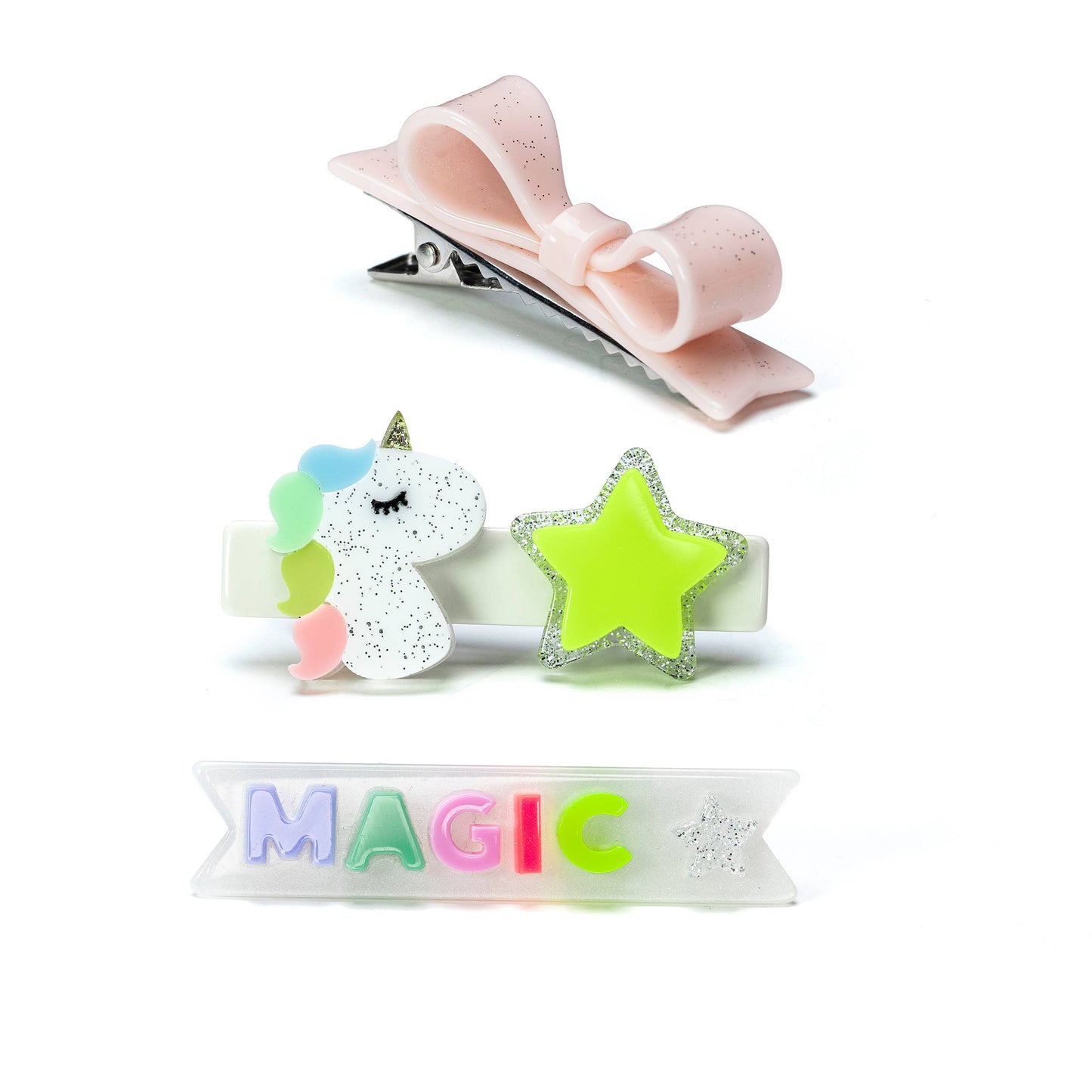 LILIES & ROSES  - Magic Unicorn Neon Alligator Clips