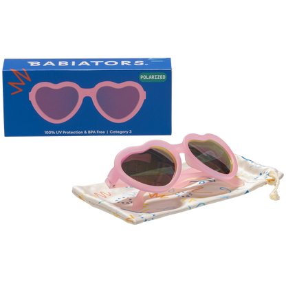 BABIATORS - Frosted Pink Heart | Purple Polarized Mirrored Lenses