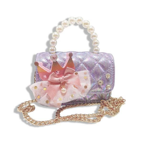 DOE A DEAR - Crown Applique Shiny Quilted Purse