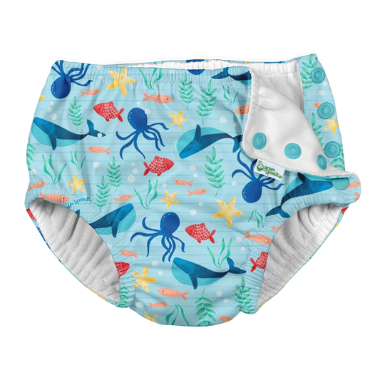 Snap Reusable Absorbent Swimsuit Diaper - Fresh Prints