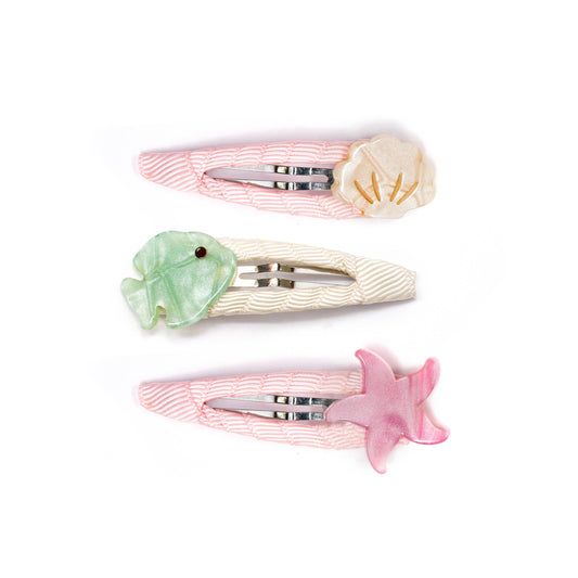 LILIES & ROSES- Fish Starfish Seashell Hair Snap Clips