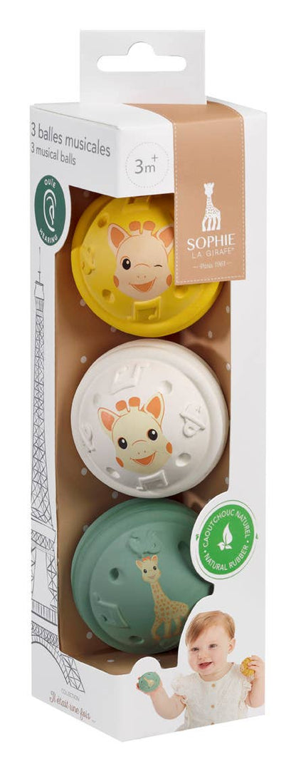 SOPHIE LA GIRAFE - 3 Balles musicales-light and flexible sound balls