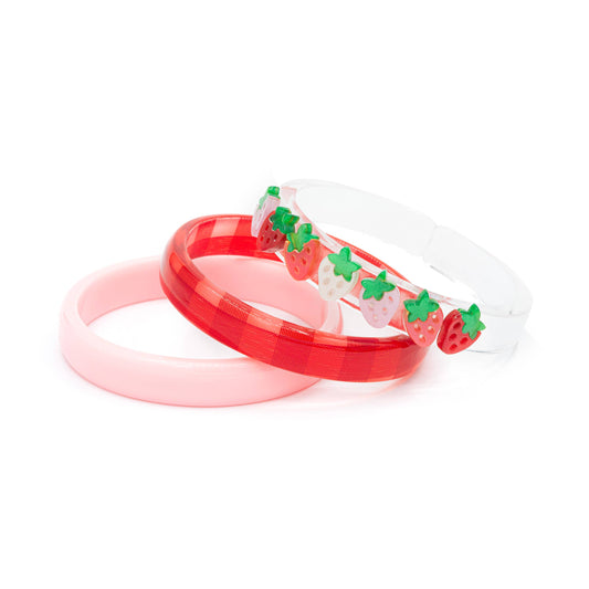 LILIES & ROSES - Strawberry Pearlized Red Checkered Bangles