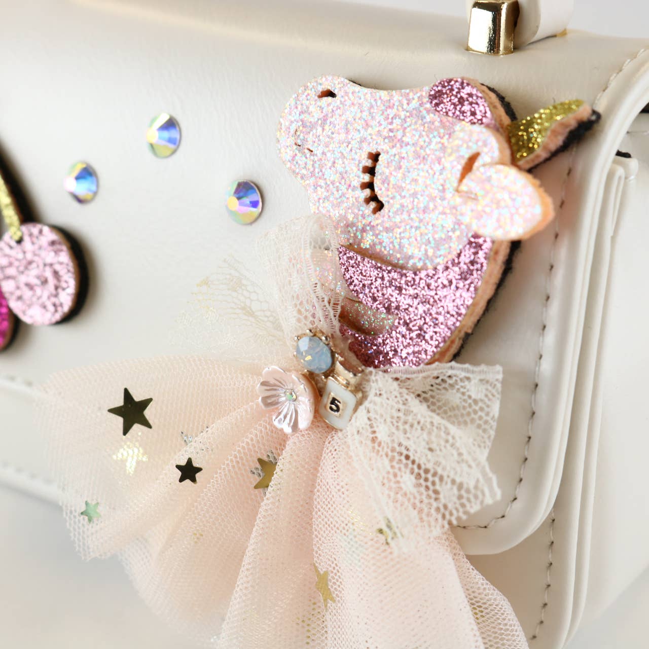 DOE A DEAR - Unicorn & Cherry Applique Purse