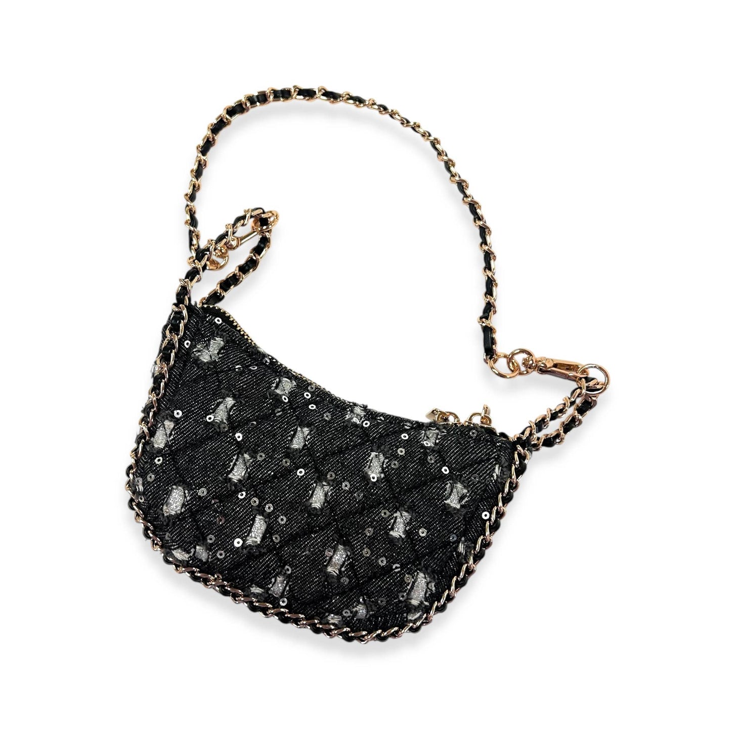 DOE A DEAR -  Denim Crescent Purse - Dark Blue