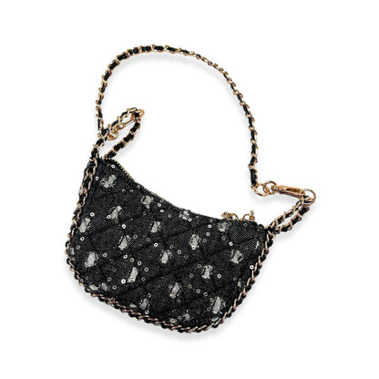 DOE A DEAR -  Denim Crescent Purse - Dark Blue