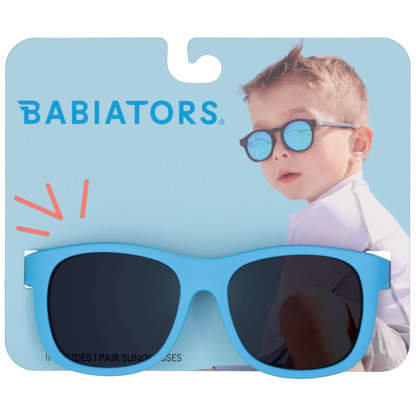 Sky Blue Kids Navigator Sunglasses on Peggable Hangtag