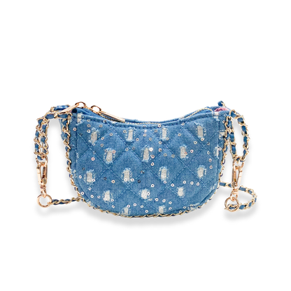 DOE A DEAR -  Denim Crescent Purse - Dark Blue