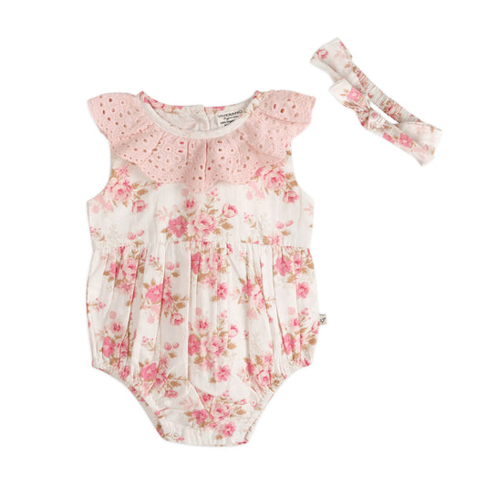 Nova Floral Baby Romper + Headband (Organic)