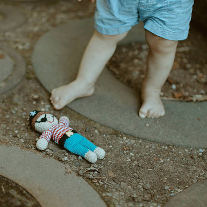 Handcrafted Bold Pirate Baby Rattle – Organic Cotton Crochet