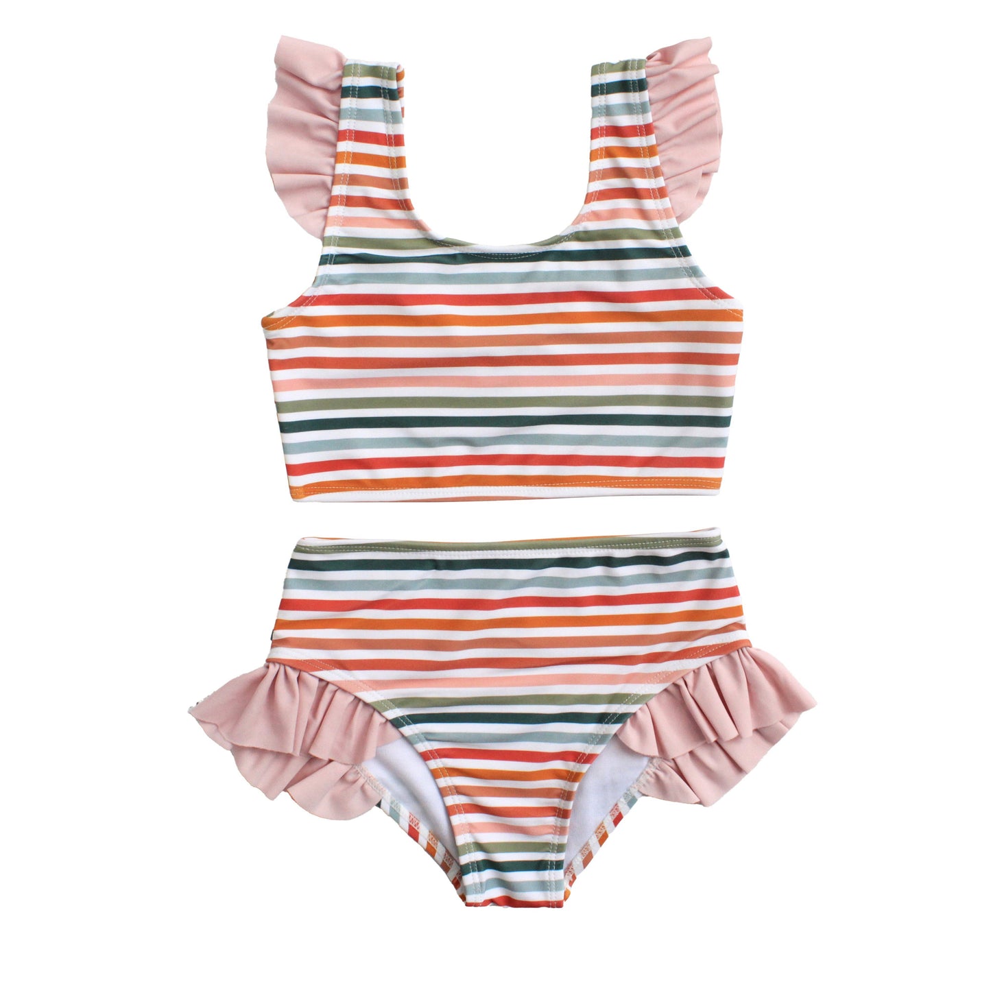 EMERSON & FRIENDS - Sunset Stripes Flutter Bikini Girls Swimsuit