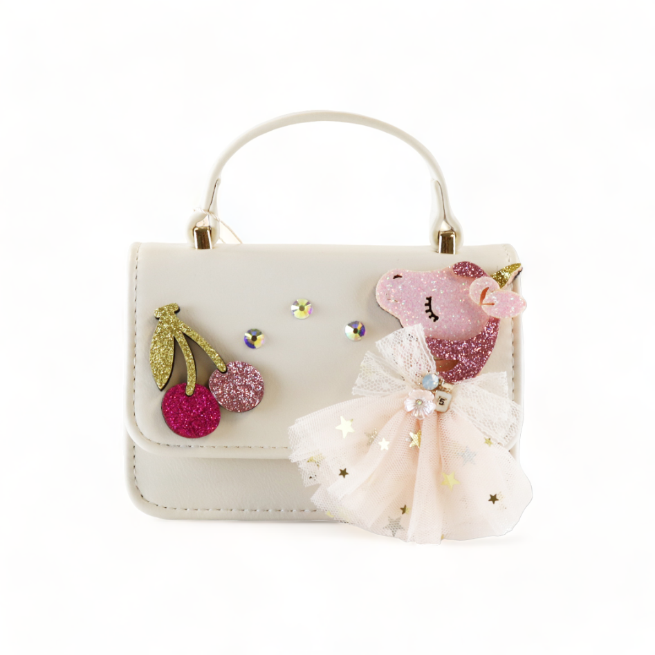 DOE A DEAR - Unicorn & Cherry Applique Purse