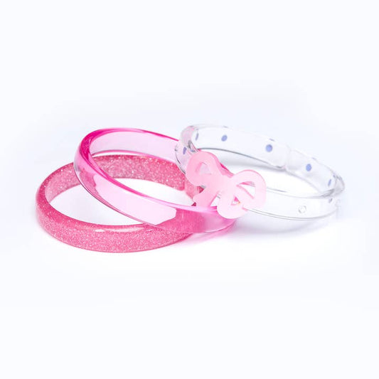 LILIES & ROSES - Fancy Bow Satin Pink Bangles