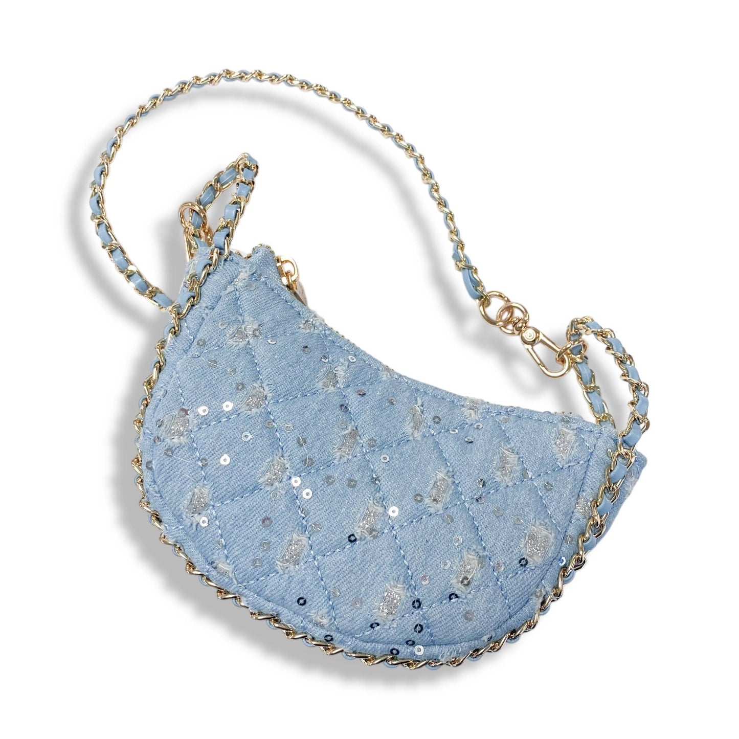 DOE A DEAR -  Denim Crescent Purse - Dark Blue