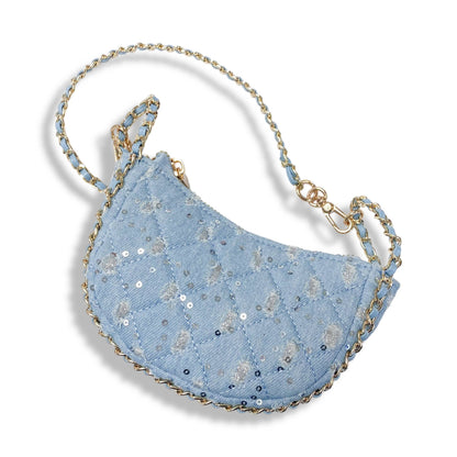 DOE A DEAR -  Denim Crescent Purse - Dark Blue